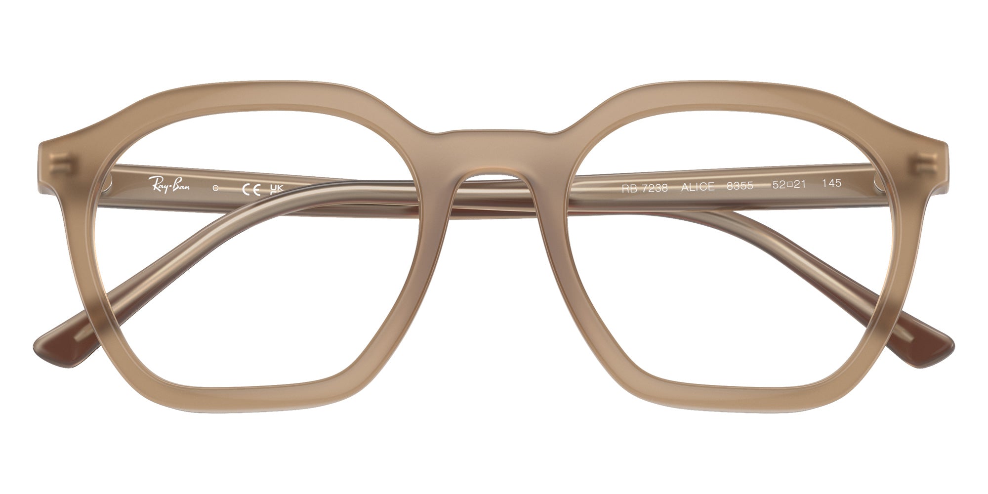 Ray-Ban® RX7238 RX7238 8355 52 Eyeglasses - Brown On Tortledove