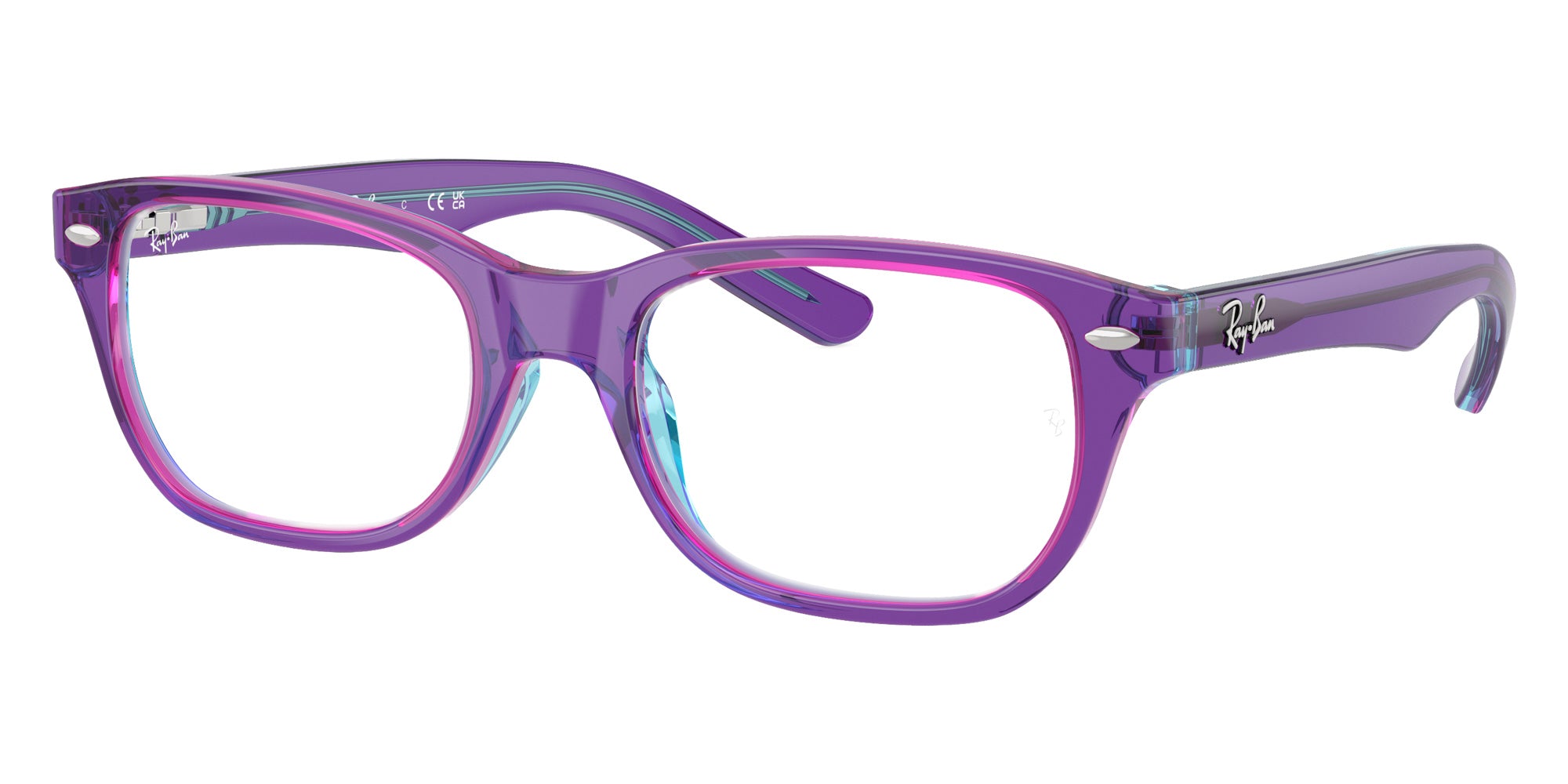Ray-Ban® RY1555 RY1555 3997 48 Eyeglasses - Transparent Violet/Light Blue