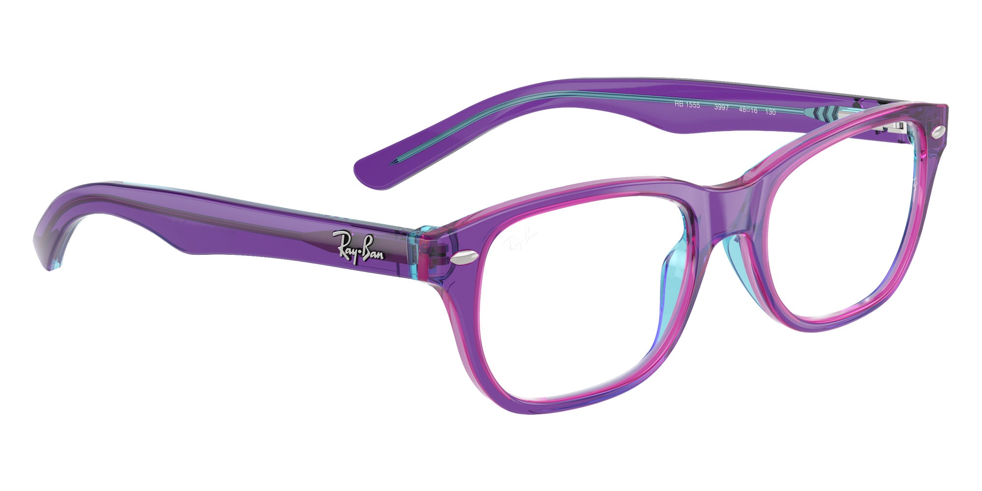 Ray-Ban® RY1555 RY1555 3997 48 Eyeglasses - Transparent Violet/Light Blue
