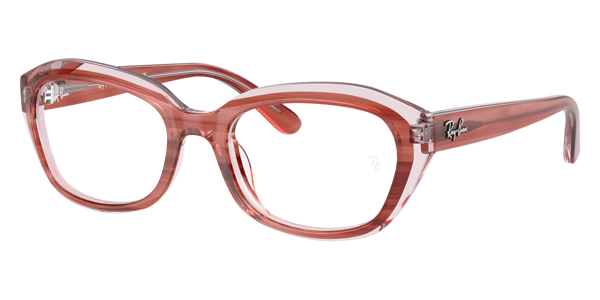 Ray-Ban® RY1636 RY1636 3988 48 Eyeglasses - Striped Pink On Transparent Pink