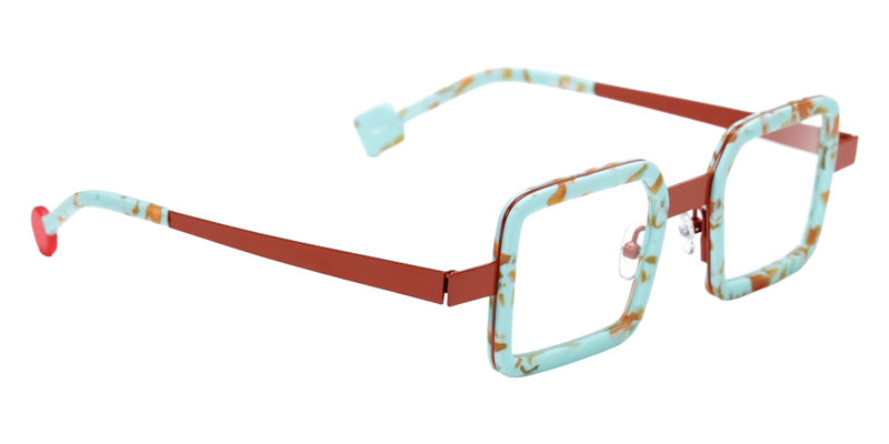 Sabine Be® Be Box Eyeglasses - 665 Turquoise Marbled Mat | Camel Shiny
