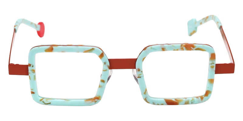 Sabine Be® Be Box Eyeglasses - 665 Turquoise Marbled Mat | Camel Shiny