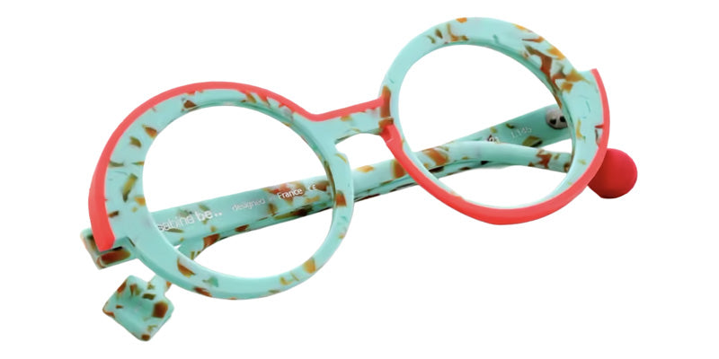 Sabine Be® Be Val de Loire Line Eyeglasses - 915 Turquoise Marbled Mat - Line Orange Solid Mat