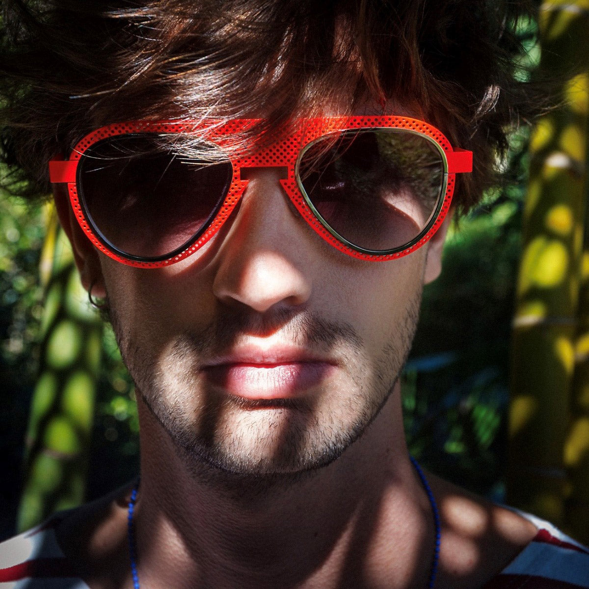 Sabine Be® Be Legend Hole Sun SB Be Legend Hole Sun 508 51 - Satin Neon Orange Perforated / Polished Ruthenium Sunglasses