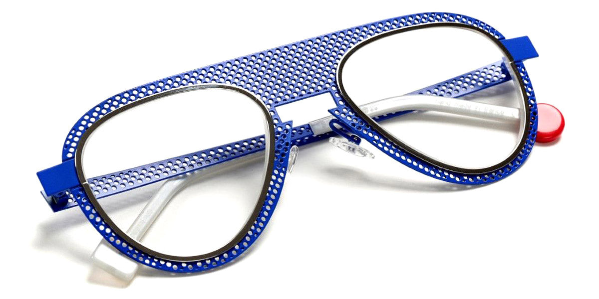 Sabine Be® Be Legend Hole SB Be Legend Hole 499 51 - Majorelle Blue Perforated Satin / Polished Palladium Eyeglasses