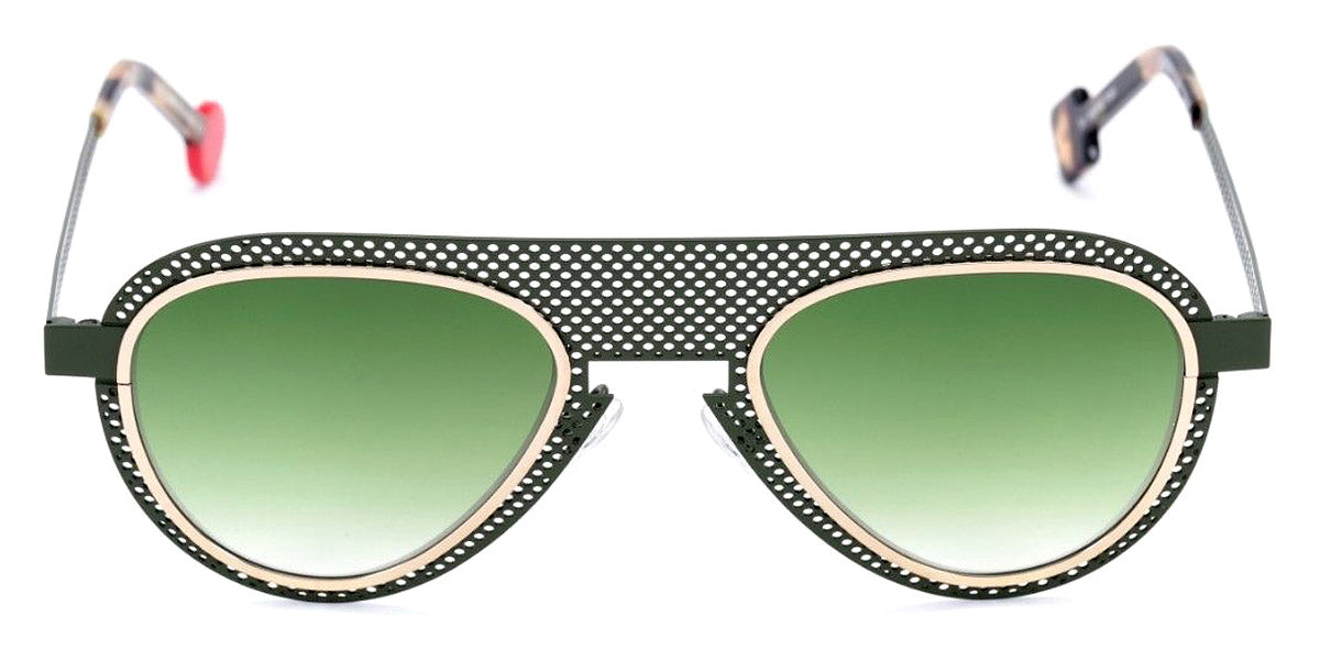 Sabine Be® Be Legend Hole Sun SB Be Legend Hole Sun 491 51 - Perforated Satin Khaki / Polished Yellow Gold Sunglasses