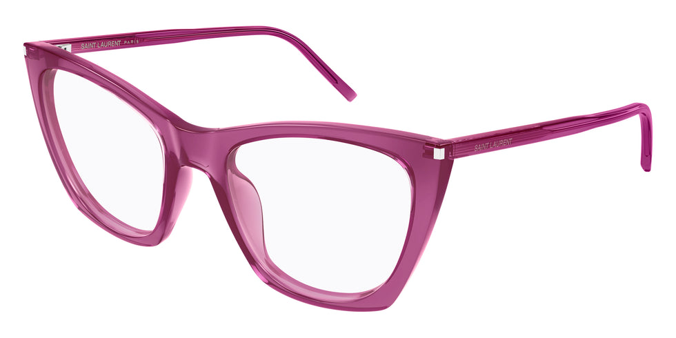 Saint Laurent® 214 KATE THIN OPT SL 214 KATE THIN OPT 005 55 - Pink / Transparent AR Eyeglasses