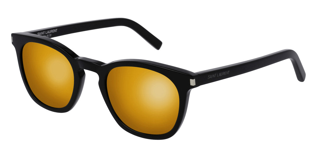Saint Laurent® 28 SL 28 011 49 - Black / Gold Mirrored Double Sunglasses