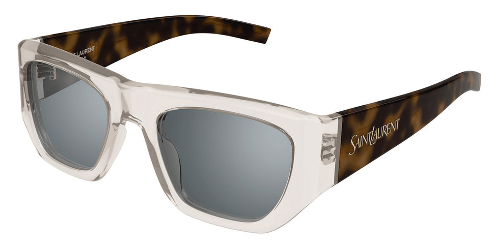 Saint Laurent® 740 SL 740 003 52 - Beige/Havana / Silver Mirrored Sunglasses