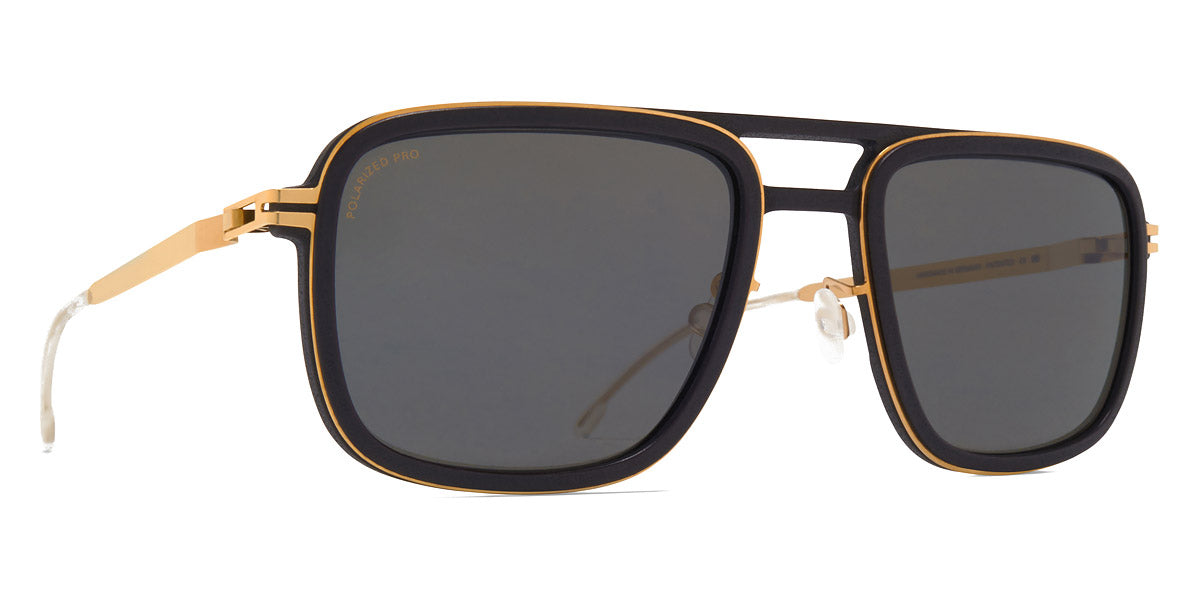 Mykita® SPRUCE MYK SPRUCE MH7 Pitch Black/Glossy Gold / Polarized Pro Hi-Con Grey 54 - MH7 Pitch Black/Glossy Gold / Polarized Pro Hi-Con Grey Sunglasses