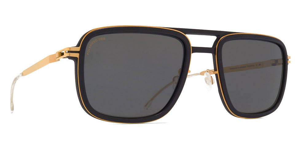 Mykita® SPRUCE MYK SPRUCE MH7 Pitch Black/Glossy Gold / Polarized Pro Hi-Con Grey 54 - MH7 Pitch Black/Glossy Gold / Polarized Pro Hi-Con Grey Sunglasses