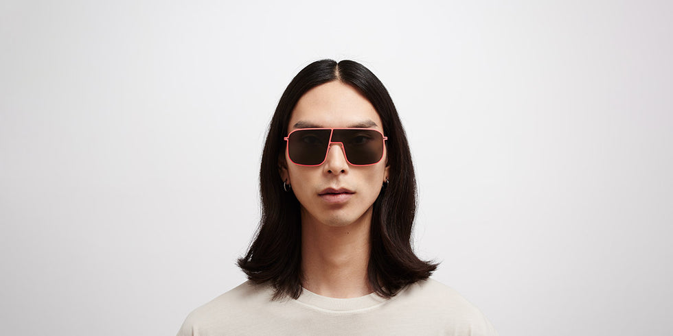 Mykita® STUDIO12.2 MYK STUDIO12.2 Neon Red / Dark Grey Solid Shield 136 - Neon Red / Dark Grey Solid Shield Sunglasses