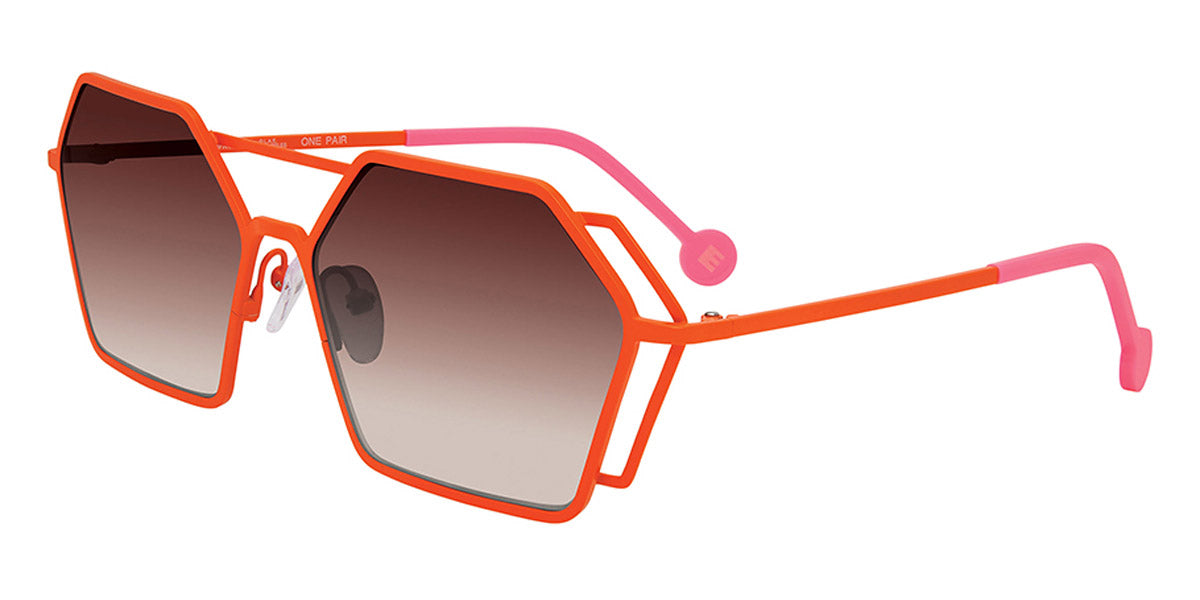 L.A.Eyeworks® GASPARI  LA GASPARI 825 61 - Orange with Pink Temple Tips Sunglasses