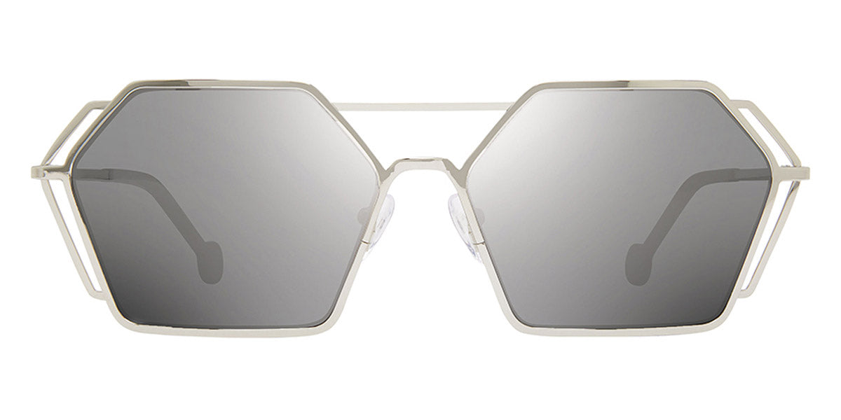 L.A.Eyeworks® GASPARI  LA GASPARI 822 61 - Silver with Green Temple Tips Sunglasses