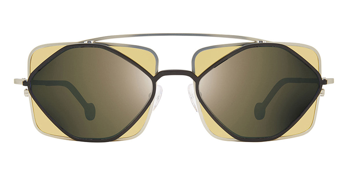 L.A.Eyeworks® COTATI  LA COTATI 821822 61 - Black On Silver with Teal Temple Tips Sunglasses