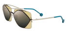 L.A.Eyeworks® COTATI  LA COTATI 821822 61 - Black On Silver with Teal Temple Tips Sunglasses