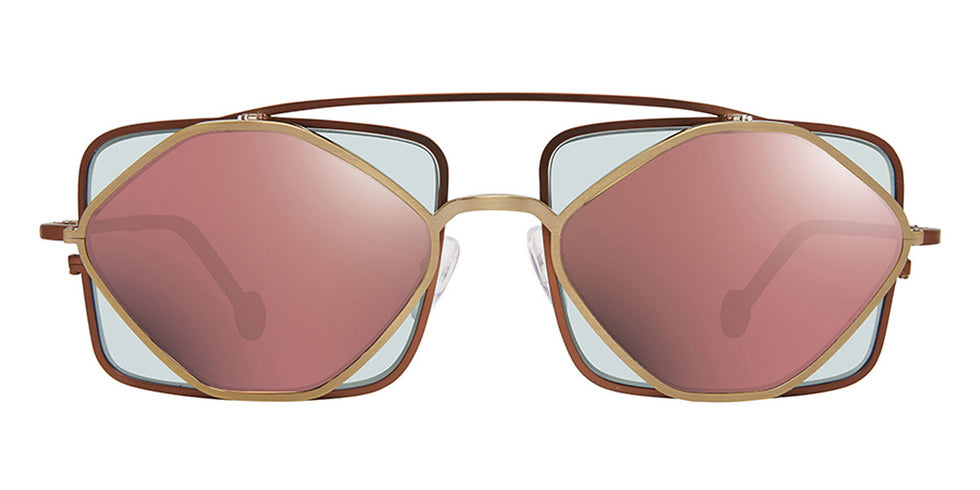 L.A.Eyeworks® COTATI  LA COTATI 821822 61 - Black On Silver with Teal Temple Tips Sunglasses