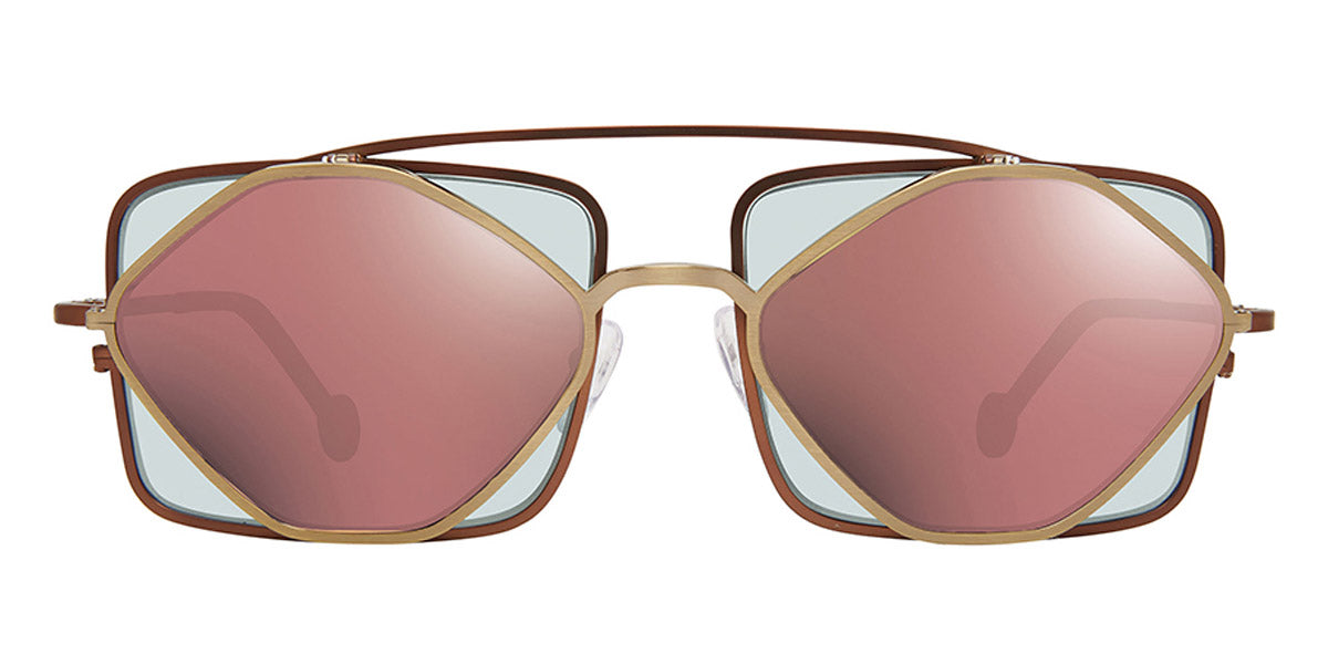 L.A.Eyeworks® COTATI  LA COTATI 821822 61 - Black On Silver with Teal Temple Tips Sunglasses