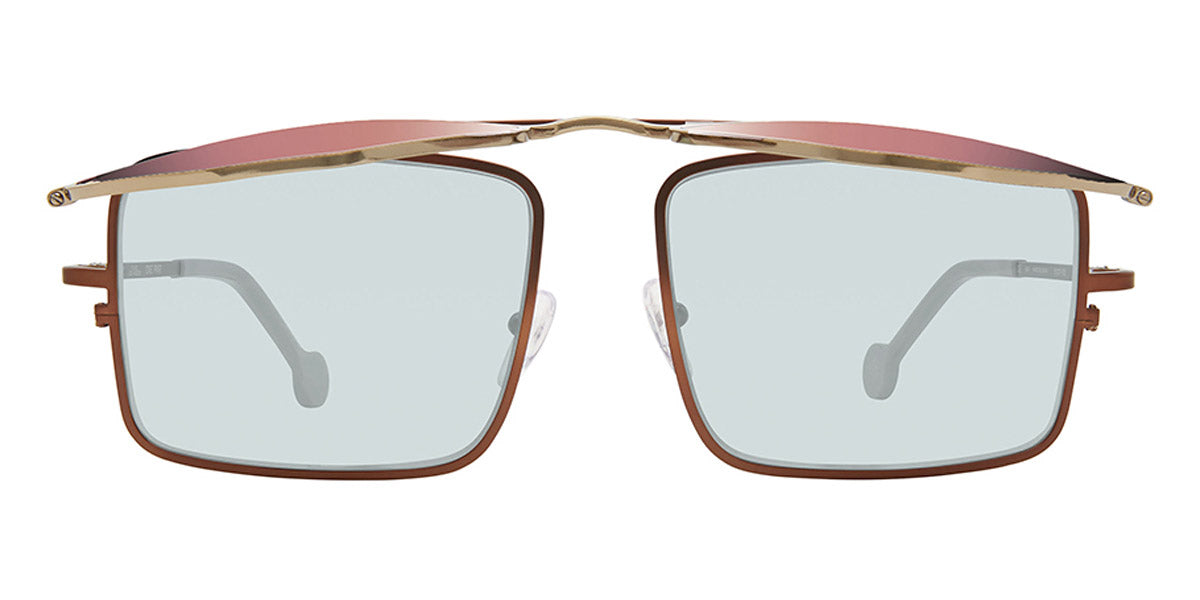 L.A.Eyeworks® COTATI  LA COTATI 820823 61 - Gold On Brown with Orange Temple Tips Sunglasses