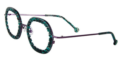 L.A.Eyeworks® MONTSERRAT  LA MONTSERRAT 219463 46 - Green Dragon with Deep Eggpant Eyeglasses