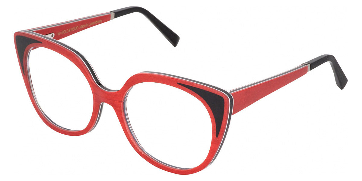 Gold & Wood® ANA G&W ANA 41 54 - 41 - Glossywood/Cherry Red Bolivar/Grey Bolivar Eyeglasses