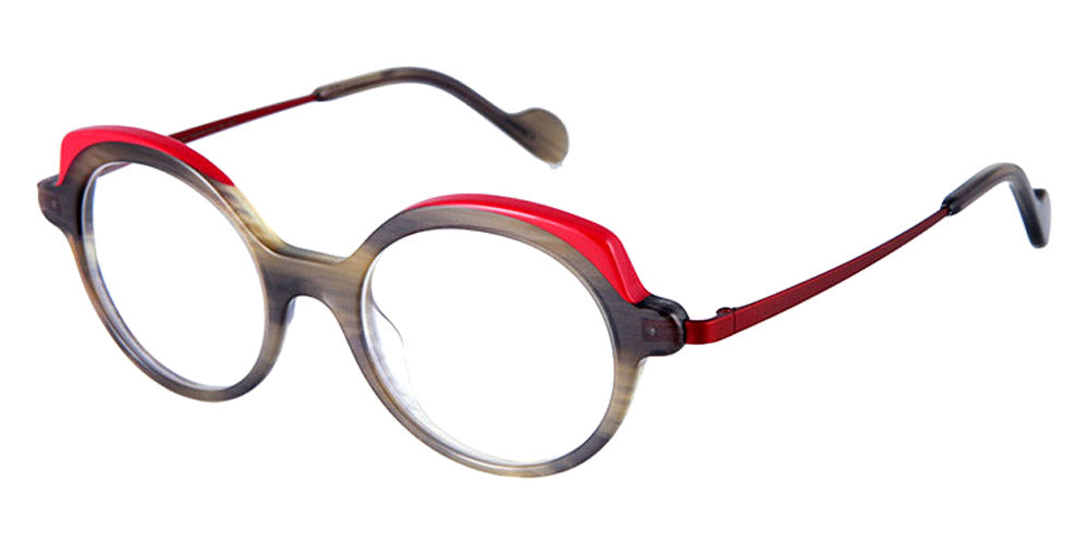 NaoNed® Ardana NAO Ardana 46102 47 - Wooded and Raspberry Horn / Matte Dark Red Eyeglasses
