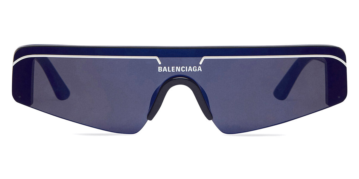 Balenciaga® BB0003S - Blue / Blue Mirrored Sunglasses