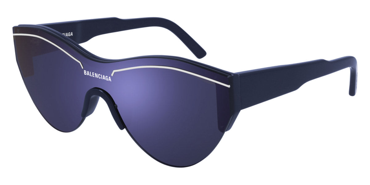 Balenciaga® BB0004S - Blue / Blue Mirrored Sunglasses