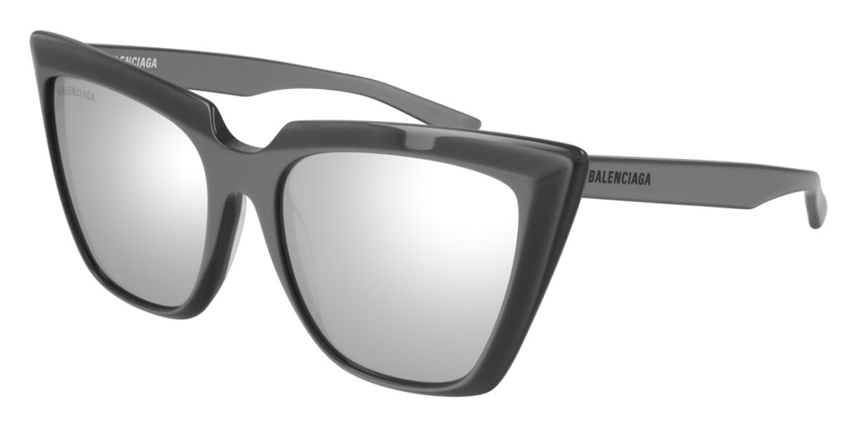 Balenciaga® BB0046S - Silver / Silver Mirror Sunglasses