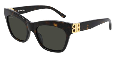 Balenciaga® BB0132S - Havana/Gold / Green Sunglasses