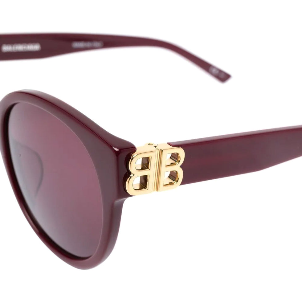 Balenciaga® BB0134SA BB0134SA 004 55 - Burgundy / Gold / Red Sunglasses
