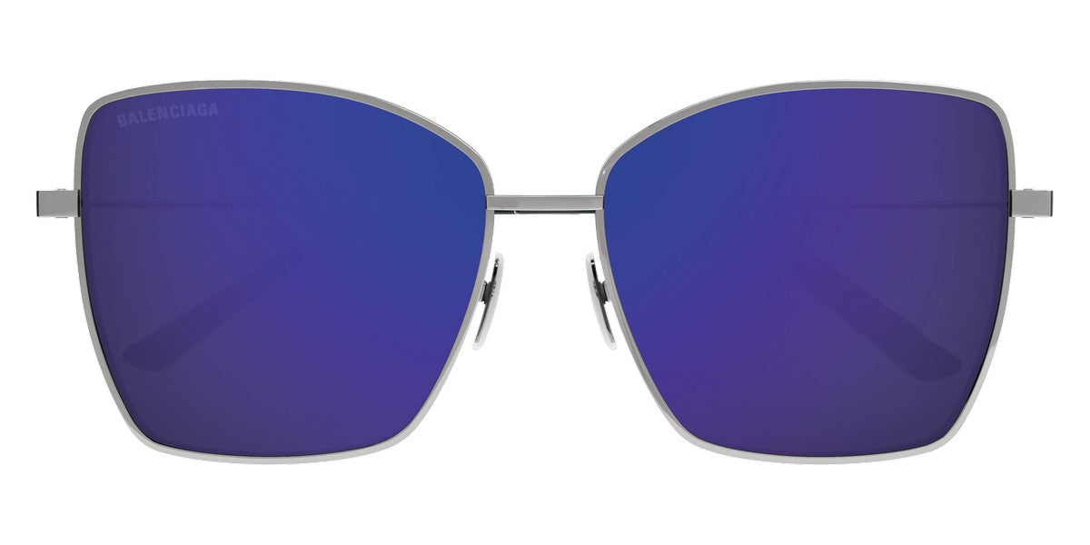 Balenciaga® BB0196SA - Ruthenium / Violet Mirrored Sunglasses