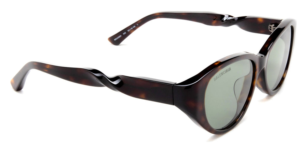 Balenciaga® BB0209SA BB0209SA 002 55 - Havana / Green Sunglasses
