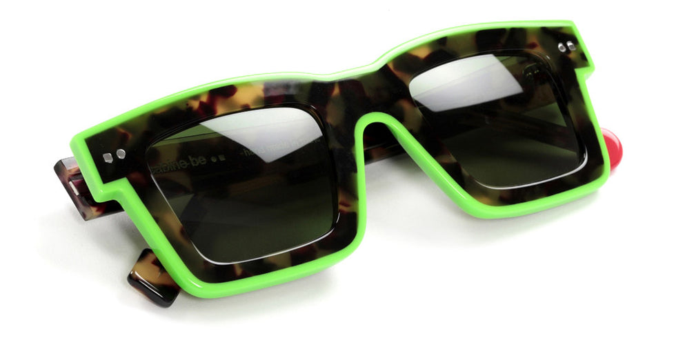 Sabine Be® Be Bobo Line Sun - Shiny Khaki Tortoise / Shiny Neon Green Sunglasses