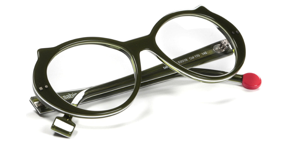Sabine Be® Be Cat'S - Shiny Translucent Dark Green / White / Shiny Translucent Dark Green Eyeglasses