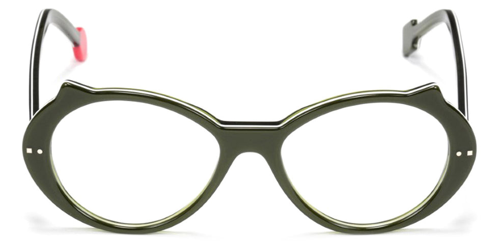 Sabine Be® Be Cat'S - Shiny Translucent Dark Green / White / Shiny Translucent Dark Green Eyeglasses