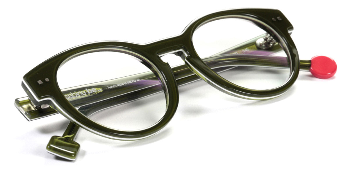 Sabine Be® Be Crazy - Shiny Translucent Dark Green / White / Shiny Translucent Dark Green Eyeglasses