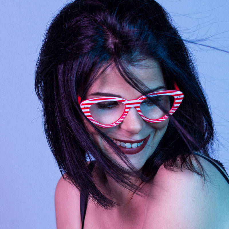 Sabine Be® Be Pretty Stripe - Shiny Red Fat Stripes / Shiny Red Slim Stripes Eyeglasses