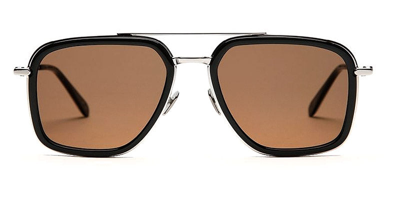 Brioni® BR0040S - Silver/Black / Brown Sunglasses