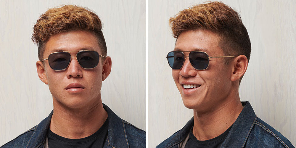 SALT.® COLORADO 55 SAL COLORADO 55 002 55 - Antique Gold/Indigo Blue/Polarized Glass Denim Lens Sunglasses