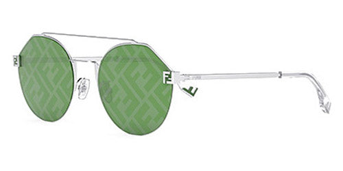 Fendi® FE40060U FEN FE40060U 16Q 55 - Shiny Silver / Green Sunglasses