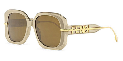 Fendi® FE40065I FEN FE40065I 57E 55 - Shiny Transparent Beige / Khaki Sunglasses