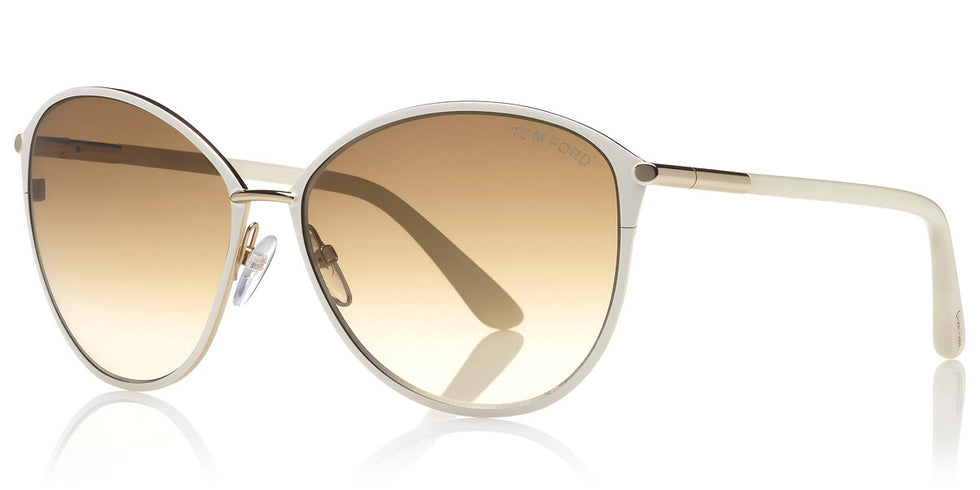 Tom Ford® FT0320 Penelope FT0320 Penelope 28H 59 - 28H - Shiny Rose Gold, Shiny Dk. Brown Coating/ Grad. Brown Polarized Lenses Sunglasses