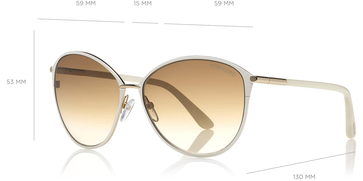 Tom Ford® FT0320 Penelope FT0320 Penelope 28H 59 - 28H - Shiny Rose Gold, Shiny Dk. Brown Coating/ Grad. Brown Polarized Lenses Sunglasses