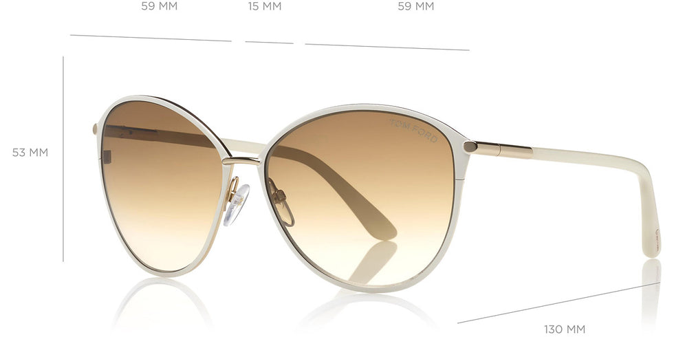 Tom Ford® FT0320 Penelope FT0320 Penelope 28H 59 - 28H - Shiny Rose Gold, Shiny Dk. Brown Coating/ Grad. Brown Polarized Lenses Sunglasses