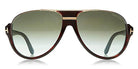 Tom Ford® FT0334 Dimitry FT0334 Dimitry 56K 59 - 56K - Shiny Dark Havana, Shiny Rose Gold Details / Gradient Green Lenses Sunglasses
