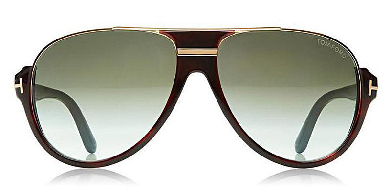 Tom Ford® FT0334 Dimitry FT0334 Dimitry 56K 59 - 56K - Shiny Dark Havana, Shiny Rose Gold Details / Gradient Green Lenses Sunglasses