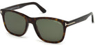 Tom Ford® FT0595 Eric-02 FT0595 Eric-02 52N 55 - 52N - Shiny Dark Havana, Rose Gold T Logo/ Green Lenses Sunglasses