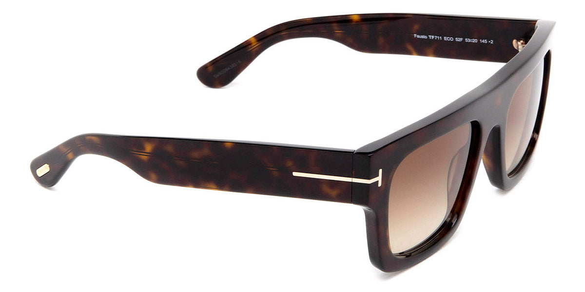 Tom Ford® FT0711 Fausto FT0711 Fausto 52F 53 - 52F - Shiny Dark Havana / Gradient Brown Lenses Sunglasses