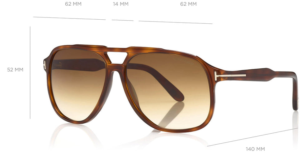 Tom Ford® FT0753 Raoul FT0753 Raoul 53F 62 - 53F - Shiny Blonde Havana/ Gradient Brown Lenses Sunglasses